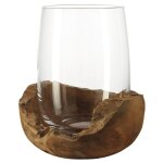Leonardo terra bougeoir verre, bois marron et transparent