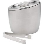 Leopold vienna seau a glace a double paroi en acier inoxydable mat 2, 5 l avec couvercle et pince.