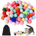 Letnerny - 100 pi�ces pompons pour chat, 3 cm balle interactive pour chat, balles chat, chat jouet boules, ...