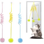 Letnerny - lot de 3 balles de jouet pour chat en peluche, balle interactive chat suspendue pour chat, ...