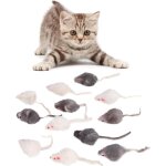 Letnerny - chat faux souris jouet, 12 pcs mini pet m�cher petite peluche souris jouet chat chaton teaser ...