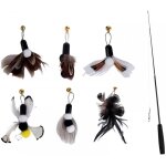 Letnerny - jouets pour chats 7 pi�ces, teasing b�ton chat, canne a p�che r�tractable pour chat avec 6 ...