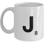Letter j scrabble white mug tea cup gift - ceramic Letter j scrabble white mug tea cup gift - ceramic