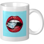 Levres rouges avec grande tasse a cafe en ceramique diamant, grande tasse a the pour le bureau et la ...
