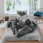 Lewis hamilton housse de couette enfant, formula race parure de lit single�xcm� en microfibre avec fermeture ...