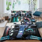 Lewis hamilton housse de couette en microfibre avec taies d'oreiller, formula race pour enfants et filles, ...