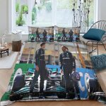 Lewis hamilton housse de couette en microfibre avec taies d'oreiller, formula race pour enfants et filles, ...