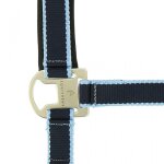 Licol + longe equith�me  satin�  - couleur : marine / bleu ciel, taille : poney