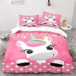 Licorne arc - en - ciel housse de couette x x cm avec deux taies d'oreiller x cm polyester coton house ...