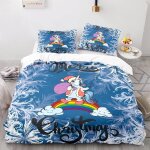 Licorne arc - en - ciel housse couette x cm polyester - coton parure lit moelleux housse de couette fille ...
