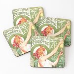 Lige sous - verres en bois absinthe robette d'henri privat livemont art nouveau franais 9, 5 cm lot ...