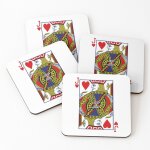 Lige sous - verres en bois carte a jouer valet de c?ur 9, 5 cm lot de 4 pour boissons caf table