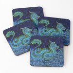 Liège sous - verres en bois dragon azur chinois 9, 5 cm lot de 4 pour boissons café table b Liège sous - verres en bois dragon azur chinois 9, 5 cm lot de 4 pour boissons café table b