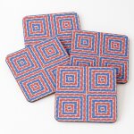 Liège sous - verres en bois eventails carrés rouges et bleus 9, 5 cm lot de 4 pour boissons café table ... Liège sous - verres en bois eventails carrés rouges et bleus 9, 5 cm lot de 4 pour boissons café table ...