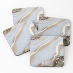 Lige sous - verres en bois gode blanche et dore 9, 5 cm lot de 4 pour boissons caf table