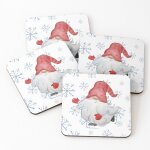 Lige sous - verres en bois gnome de nol petit gnome rouge mignon patinant sur glace sur skateboard ...