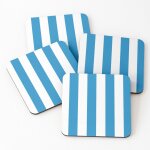 Lige sous - verres en bois grandes rayures verticales bleu ocan et blanches 9, 5 cm lot de 4 pour boissons ...