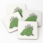 Lige sous - verres en bois grenouille avec un chapeau de cow - boy 9, 5 cm lot de 4 pour boissons caf ...
