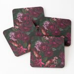 Lige sous - verres en bois jardin de roses botaniques antiques de minuit 9, 5 cm lot de 4 pour boissons ...