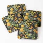 Lige sous - verres en bois jardin de roses botaniques antiques de minuit 9, 5 cm lot de 4 pour boissons ...