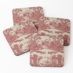 Lige sous - verres en bois motif de saule rouge 9, 5 cm lot de 4 pour boissons caf table b