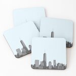 Lige sous - verres en bois paysage urbain de new york 9, 5 cm lot de 4 pour boissons caf table b