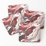 Lige sous - verres en bois peinture acrylique coule design rouge blanc gris noir 9, 5 cm lot de 4 pour ...