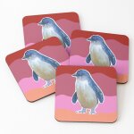 Lige sous - verres en bois petit pingouin avec fond de palette rouge 9, 5 cm lot de 4 pour boissons ...