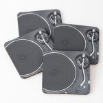 Li�ge sous - verres en bois platine vinyle classique noire 9, 5 cm lot de 4 pour boissons caf� table ...