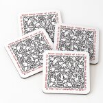 Lige sous - verres en bois le pop art de haring 9, 5 cm lot de 4 pour boissons caf table b