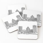 Liège sous - verres en bois rochester, new york skyline 9, 5 cm lot de 4 pour boissons café table b Liège sous - verres en bois rochester, new york skyline 9, 5 cm lot de 4 pour boissons café table b
