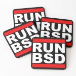 Lige sous - verres en bois run bsd - design blanc / rouge tendance pour les administrateurs systme ...