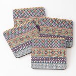 Lige sous - verres en bois tessellations alhambra - rouge, bleu et violet 9, 5 cm lot de 4 pour boissons ...
