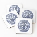 Lige sous - verres en bois vase chinoiserie en pot de gingembre hamptons bleu indigo et blanc 9, 5 cm ...