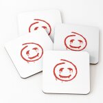 Lige sous - verres en bois visage rouge 9, 5 cm lot de 4 pour boissons caf table b