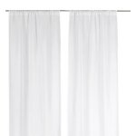 Paire vitrage � passe tringle polyester naturel 45 x 180 cm