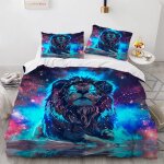 Lion animal parures de lit house de couette x cm polyester coton housse de couette x avec deux taies ...