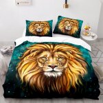 Lion housse de couette x cm polyester - coton parure de lit anti - allergique housse de couette pas cher ...