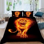Lion housse de couette x imprim�� d noir rouge parure de lit personnes ado fille enfants microfibre literie ...