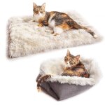 Lit pour chat chien, 2 en 1 double usage panier pour chat coussin pour chien doux et confortable chaud ...