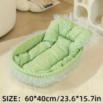 Lit pour chat confortable avec bords décoratifs en dentelle, parfait pour un sommeil confortable et un ... Lit pour chat confortable avec bords décoratifs en dentelle, parfait pour un sommeil confortable et un ...