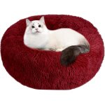 Lit pour chien et chat - 50 cm - rond en peluche - portable - chaud - doux et confortable - en forme ...