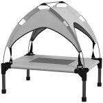 Lit chien sur�lev� - lit de camp chien - velum textil�ne micro - perfor� sac transport gris