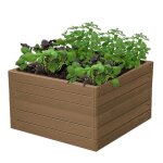 Lit de jardin sur�lev� imitation bois marron 75, 5x75, 5x50 cm