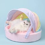 Lit de maison pour chat, tente arc - en - ciel, coussin de couchage pour chien, sommeil chaud et profond, ...