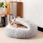 Lit moelleux pour chiens et chats en forme de coquillage 50cm coussin pour chien en peluche lavable canap ...
