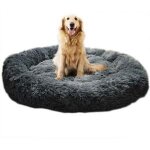 Lit moelleux rond pour chat et chien extra large lavable avec coussin, deluxe panier pour animal domestique ...