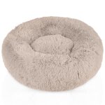 Intirilife lit pour animaux en peluche moelleux en beige de diam�tre 80 cm - rond adh�rent doux lit de ...