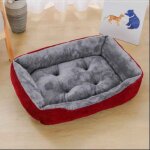 Lit en peluche carr pour animal de compagnie, niche pour chien, chat, moyen et petit, coussin de canap, ...