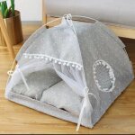 Lit de princesse pour chat, tipi gnral ferm, confortable, avec sol, tente, maison pour chien, mir, ...